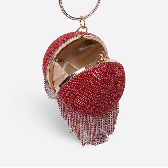 RED TUTTI DIAMANTE TASSEL BEADED SPHERE GRAB BAG - Picture 2 of 2